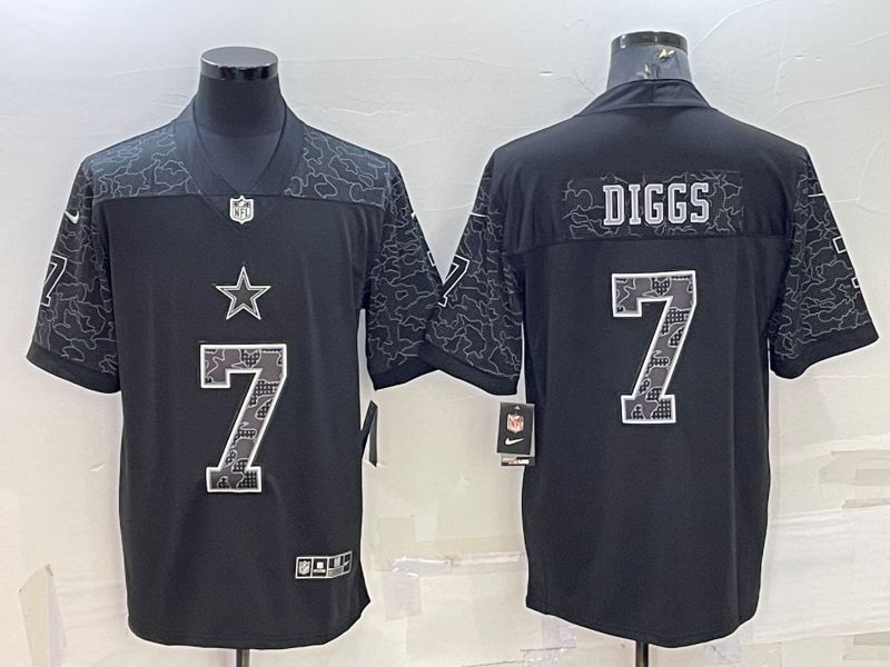 Men Dallas Cowboys #7 Diggs Black Reflector 2022 Nike Limited NFL Jersey